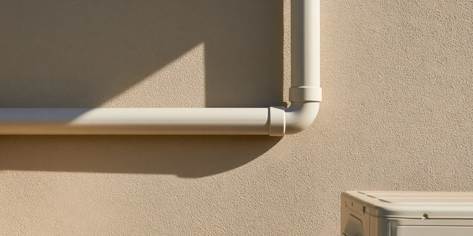 A finished installation with the ducting cover run neatly down the exterior wall